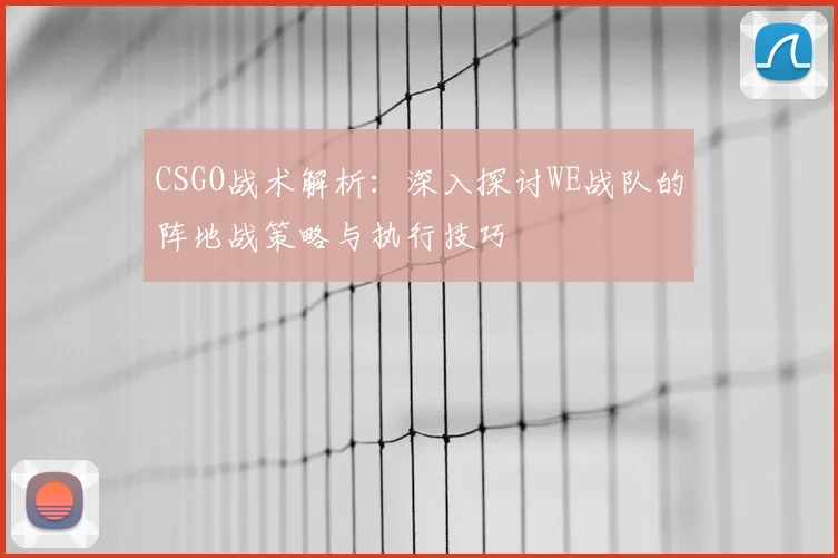 CSGO战术解析：深入探讨WE战队的阵地战策略与执行技巧